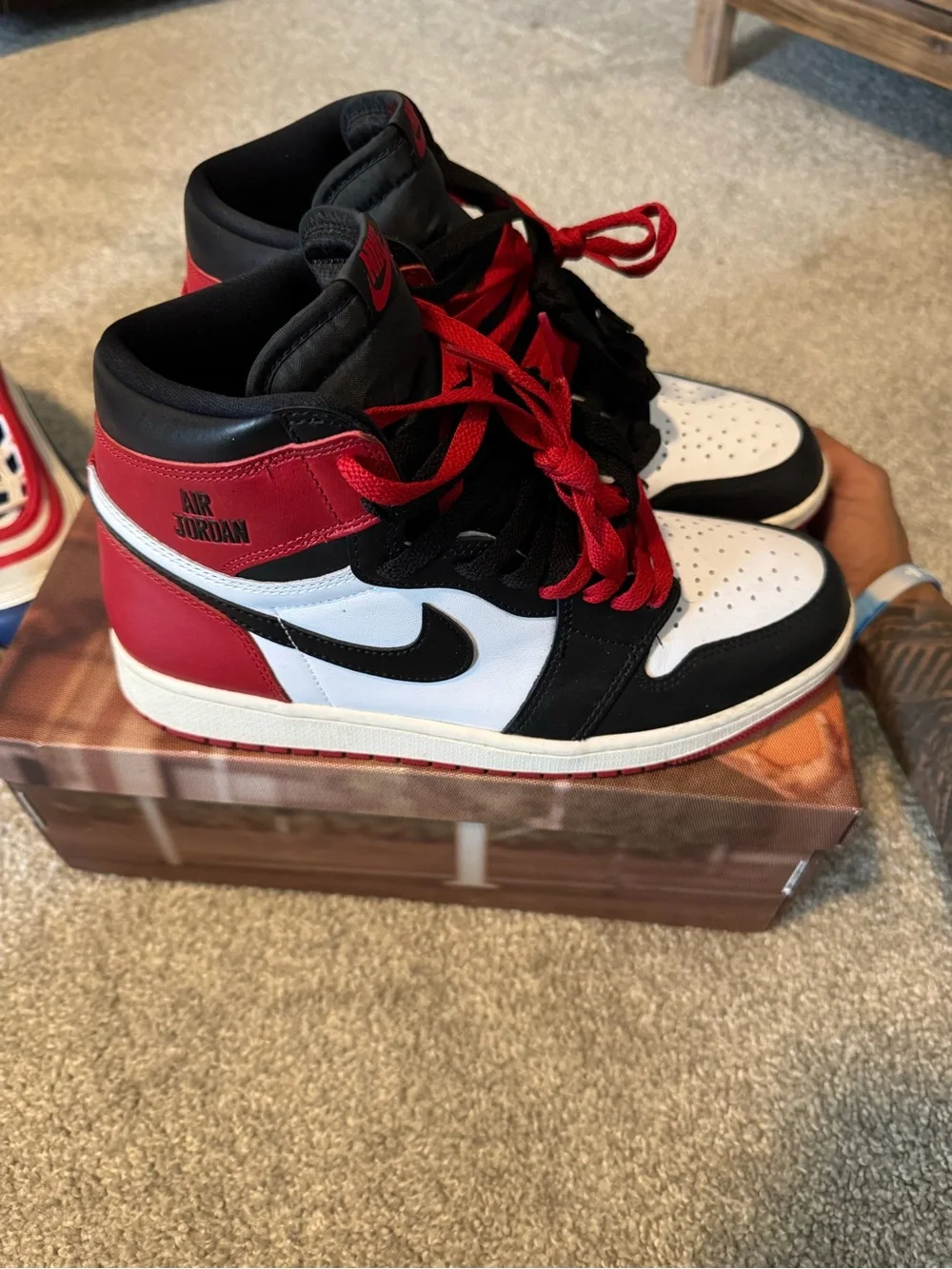 Jordan 1 Retro OG High Reimagined - Black/White/Red - SZ 10
